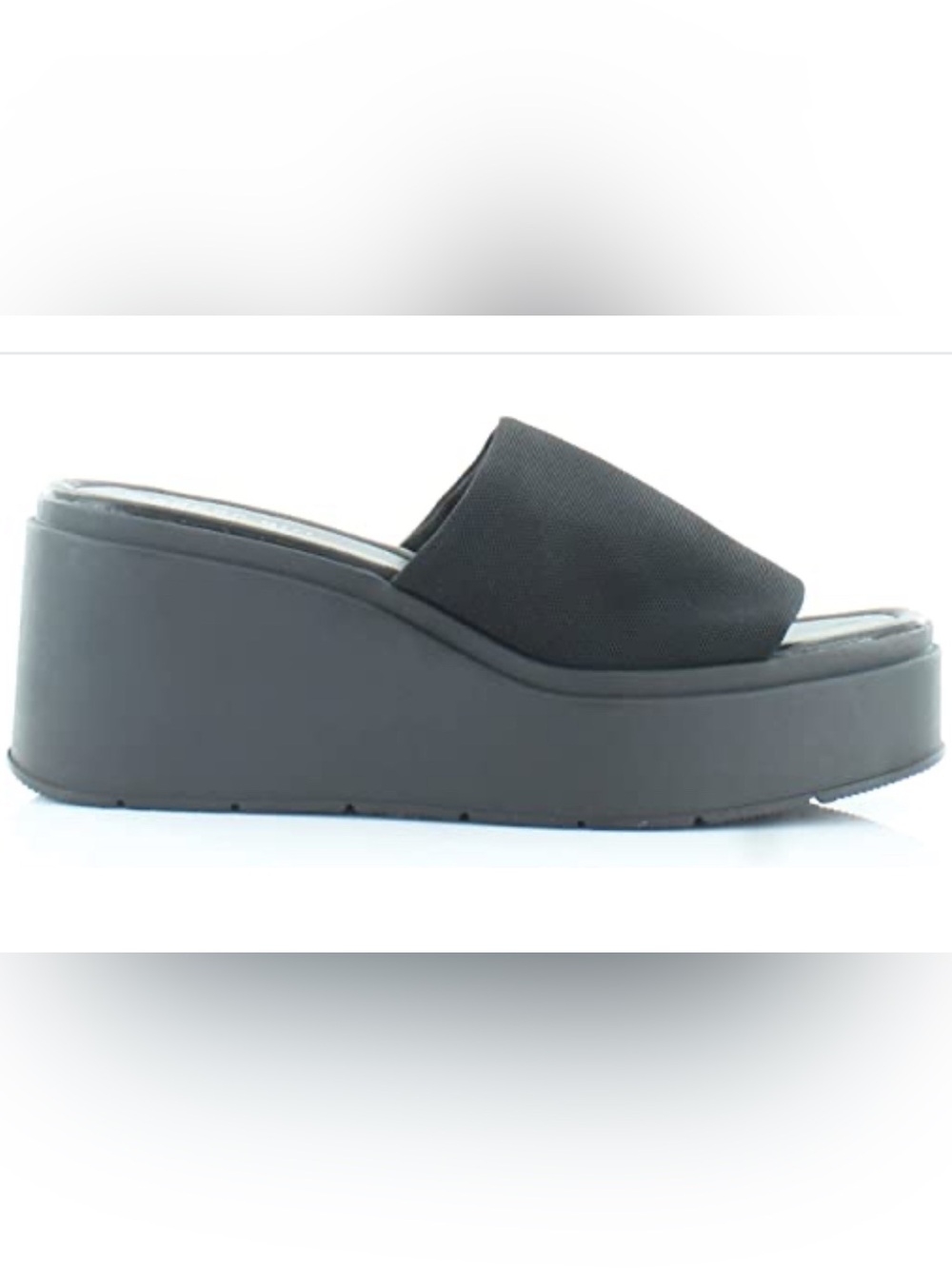 Madden Girl Wesley Platform Wedge Slide Open Toe Sandals Black Fabric Womens 8